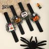 Soft Fabric Snap Bracelets Stuffed Halloween Slap for Kids Plush Pumpkin Ghost Skull Cute Wrist Party Souvenirs Children Band with Sequin Mesh