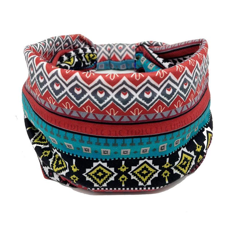 Bohemian Ethnic Print Sweat-Absorbent Wide Headband for Women