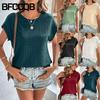 Bluse e Camicie Casual da Donna a Manica Corta con Scollo a O