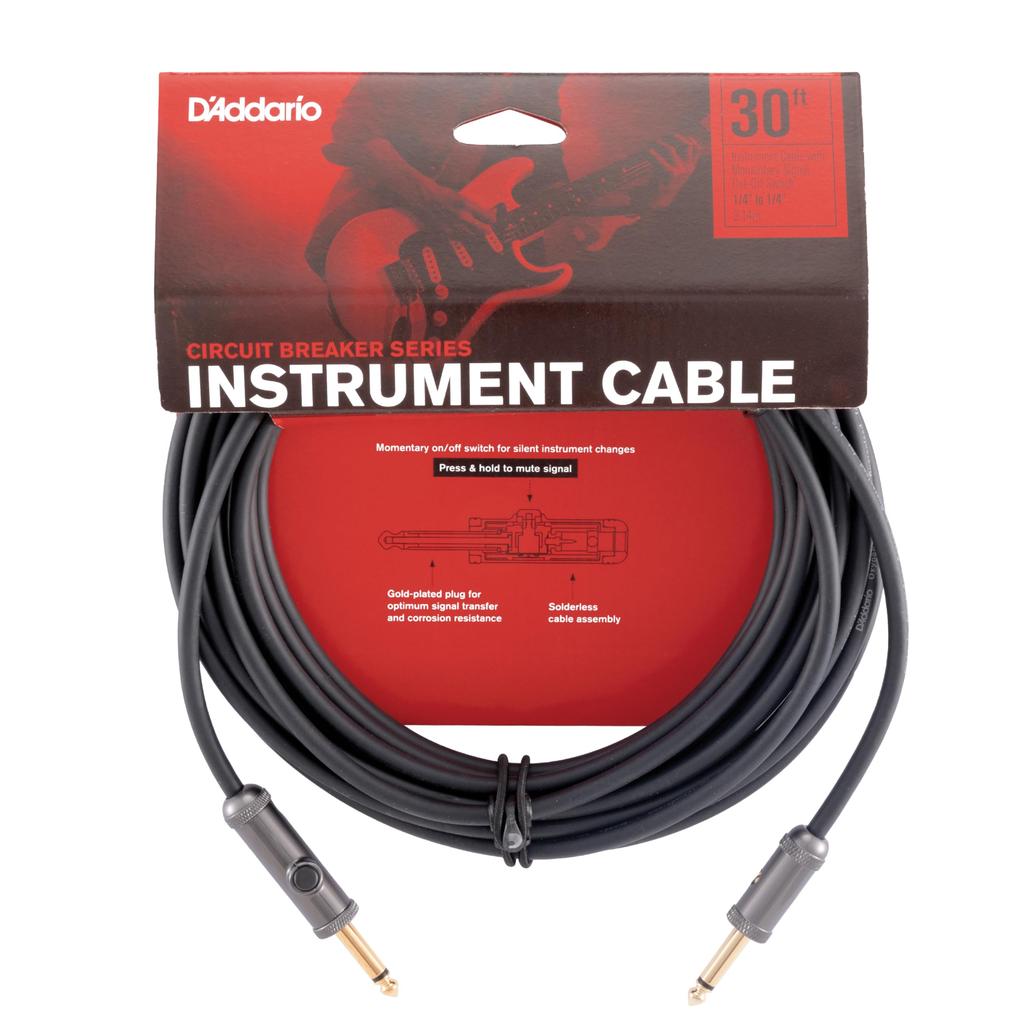 D'Addario Custom Series Circuit Breaker Cable (Guitar Cable) with Momentary Mute Switch, PW-AG-30 (9.1m S-S)