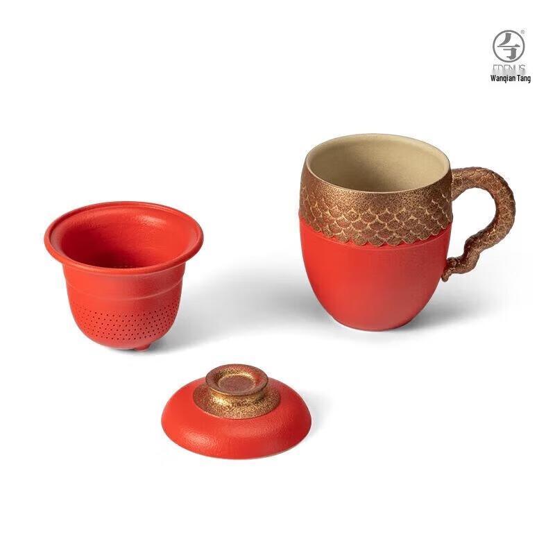 Edenus Year of the Dragon Vermillion Red Glaze Ceramic Master Tea Cup