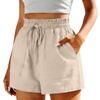 High Waist Casual Loose Fit Shorts with Elastic Waistband and Drawstring Pockets for Women Lightweight Fabric Design