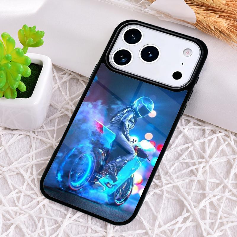 Neon Motorcycle Biker Shockproof Phone Case for iPhone 17 Air 16e 15 11 12 14 13 Pro Max Cover Coque