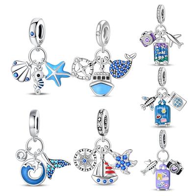 Copperblue Ocean Ship Lighthouse Starfish Charms Beads Pendants Fit Pandora Bracelets For Women Diy Fine Jewelry Gifts