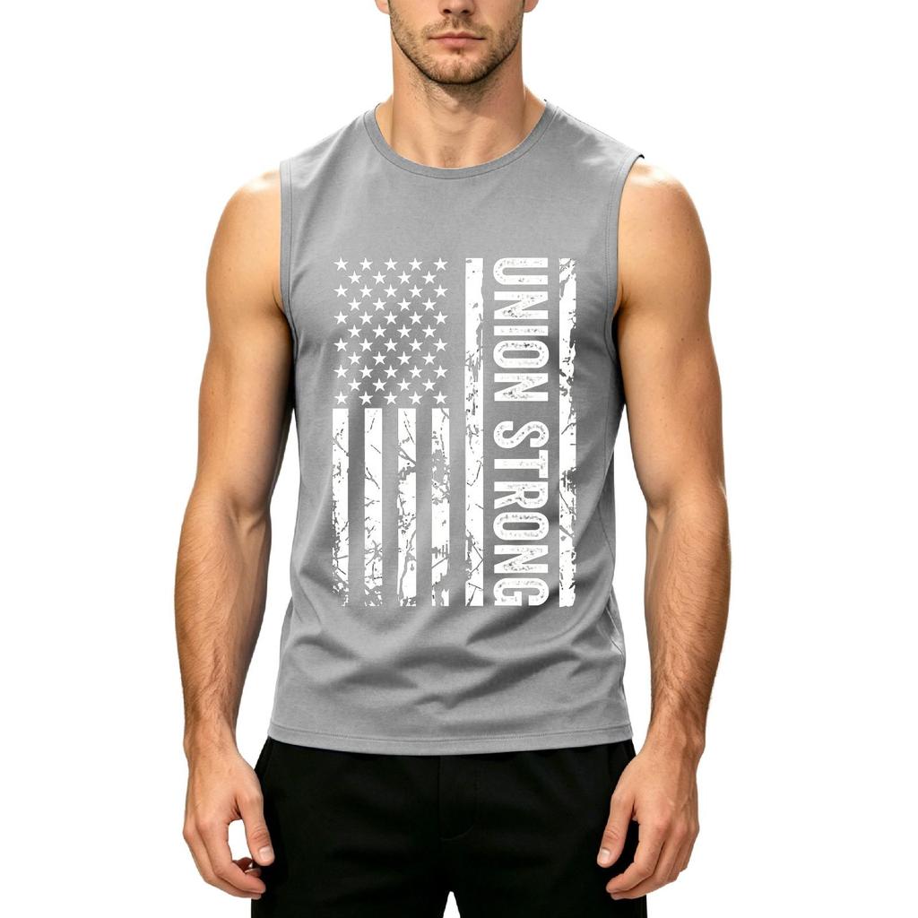 Men's Sleeveless Casual Tank Top Muscle Shirt Printed Graphic Crew Neck Summer Workout Gym Apparel for Outdoor Activities
