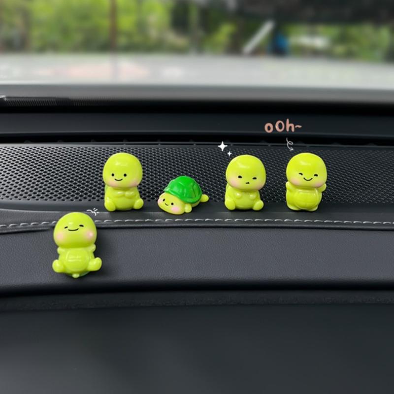 5Pcs Car Dashboard Rearview Mirror Decoration Turtle Ornament Cartoon Resin Animal Ornaments Mini Turtle Diy Accessories