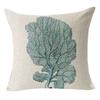 Hand-painted Marine Style Undersea Creatures Starfish Seahorse Seagrass Coral Linen Pillowcase Cushion Set Decorative Pillow