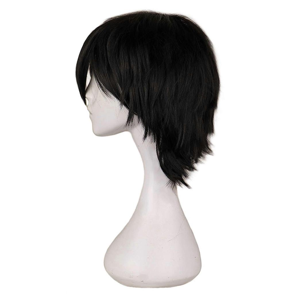 Short Synthetic Wig for Men Dark Blue 12 Inches Heat Resistant Fiber Cosplay Wig