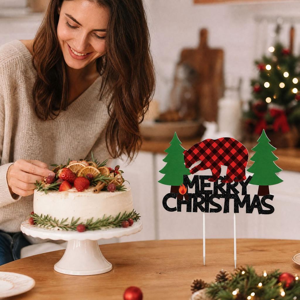Christmas Party Decoration Topper Picks, Plaid Large Insert, 1 Count