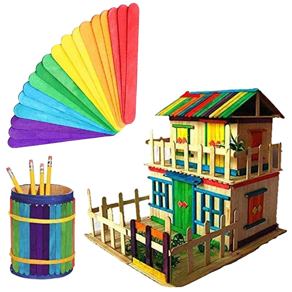 Colorful Popsicle Sticks For Crafts Large Color Craft Sticks 100 Sticks