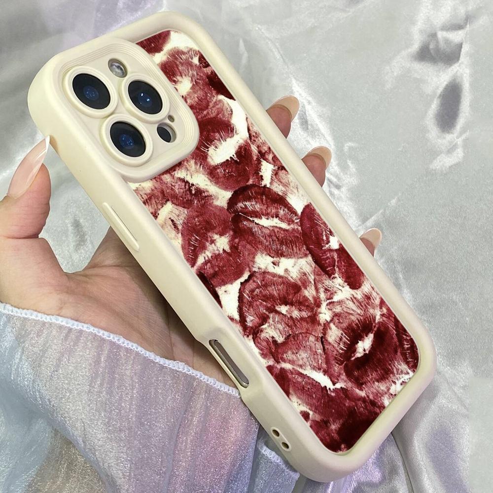 JT1 Abstract Artwork with Red Lips Phone for for iPhone 17 16 Pro Max Samsung S26 Ultra  A17 A26 A07 Xiaomi Redmi Note 14 Pro Plus Soft TPU Case Cover