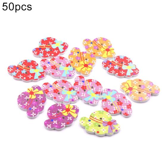 

50 шт., деревянные пуговицы в форме шляпы, аксессуары для шитья одежды, DIY декор для скрапбукинга