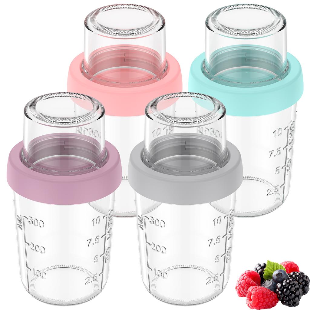 2/4 Pcs Overnight Oat Cup 470 ML Glass Yogurt Parfait Cup Portable Leak-proof Yogurt Container Cereal Milk Salad Cups for Work