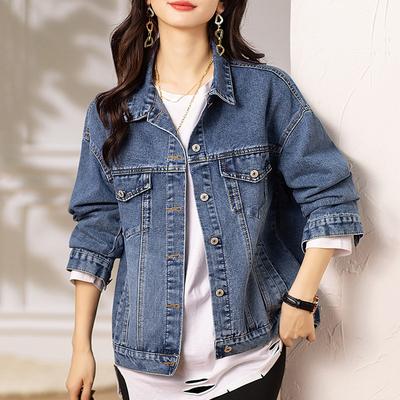 Sommer Retro Kurze Jeansjacke für Damen Im Herbst Dünne Lässige Vielseitige Jacke Temperament Jeansjacke