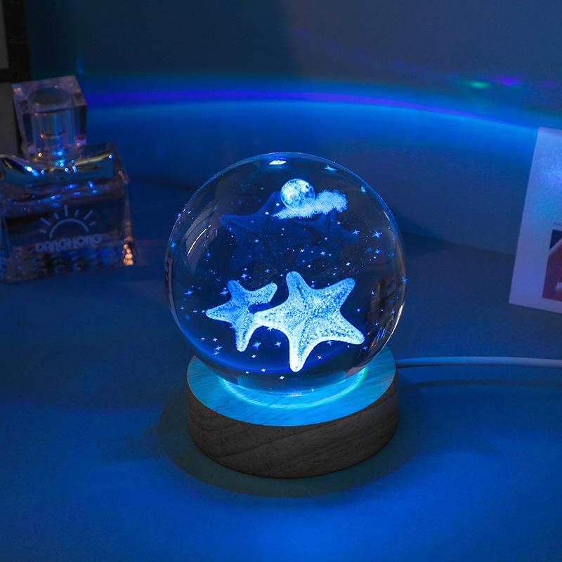 Laser-Engraved Luminous Jellyfish Crystal Night Light - Perfect Birthday Gift for Girls and Best Friends