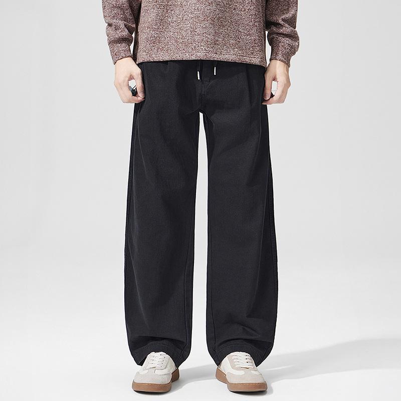 Casual pants men's clothing autumn and winter new men's high-end pure cotton old money machete pants high-end wide legs