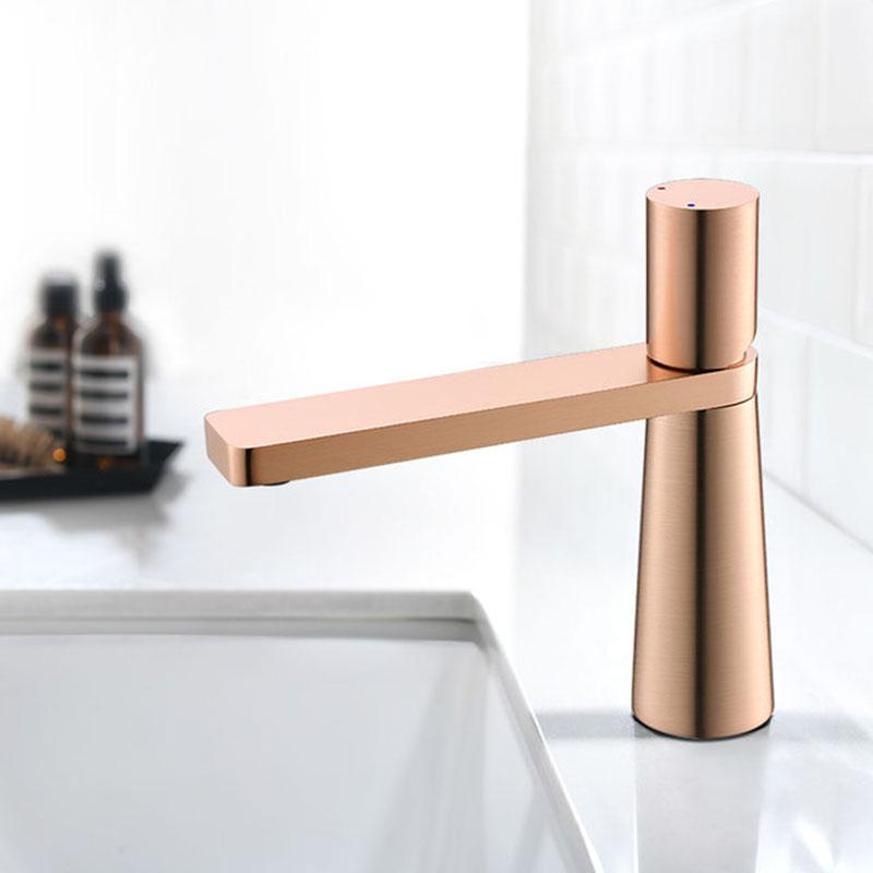 Brushed Gold/Rose Gold/Gun Grey Bathroom Faucet Creative Cylindrical Toilet Platform Basin Faucet Brass Hot&Cold Mixer Tap