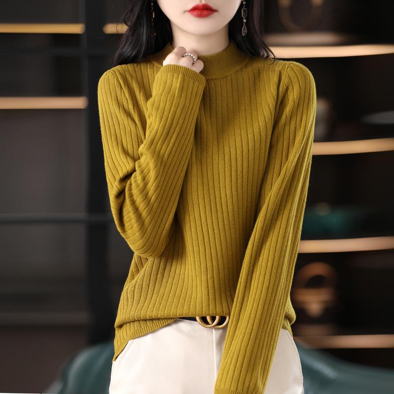 Women's High-Neck Slim-Fit Knit Sweater for Autumn/Winter - Versatile and Stylish