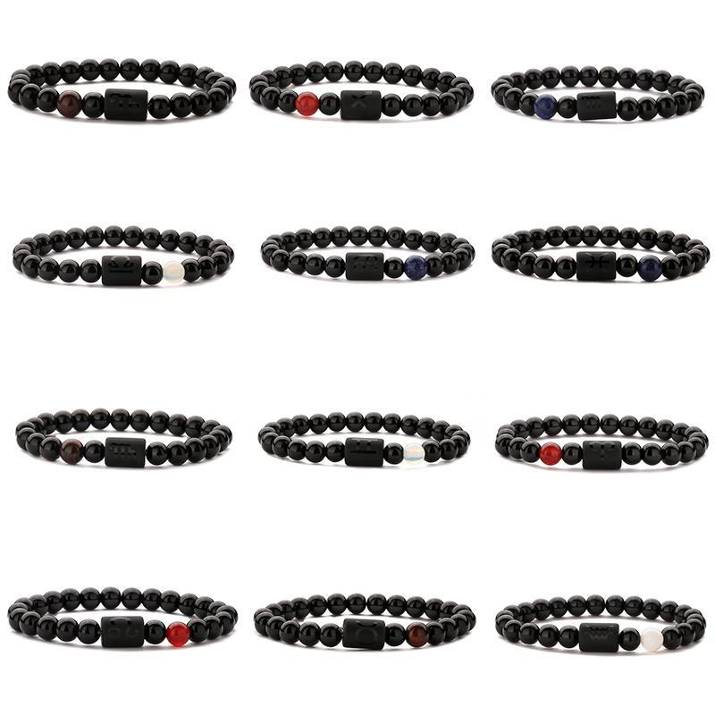 12 Zodiac Bracelets Natural Stone Cancer Virgo Leo Libra Bracelet Couples Friendship Gifts Bracelets Jewelry