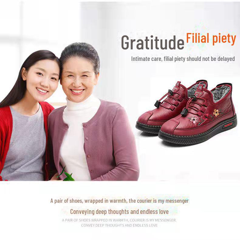 Damen Winterschuhe aus besticktem Peking-Stoff mit dicker Samtsohle