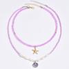 Sweater Accessories Necklace, Wind Shell Alloy Necklace Purple Rice Bead Layered Necklace