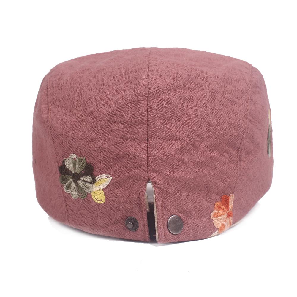 Chinese Style Duck Tongue Cap Ms. Flowers Beret National Wind Retro Buckle Forward Cap Cotton Women Hat