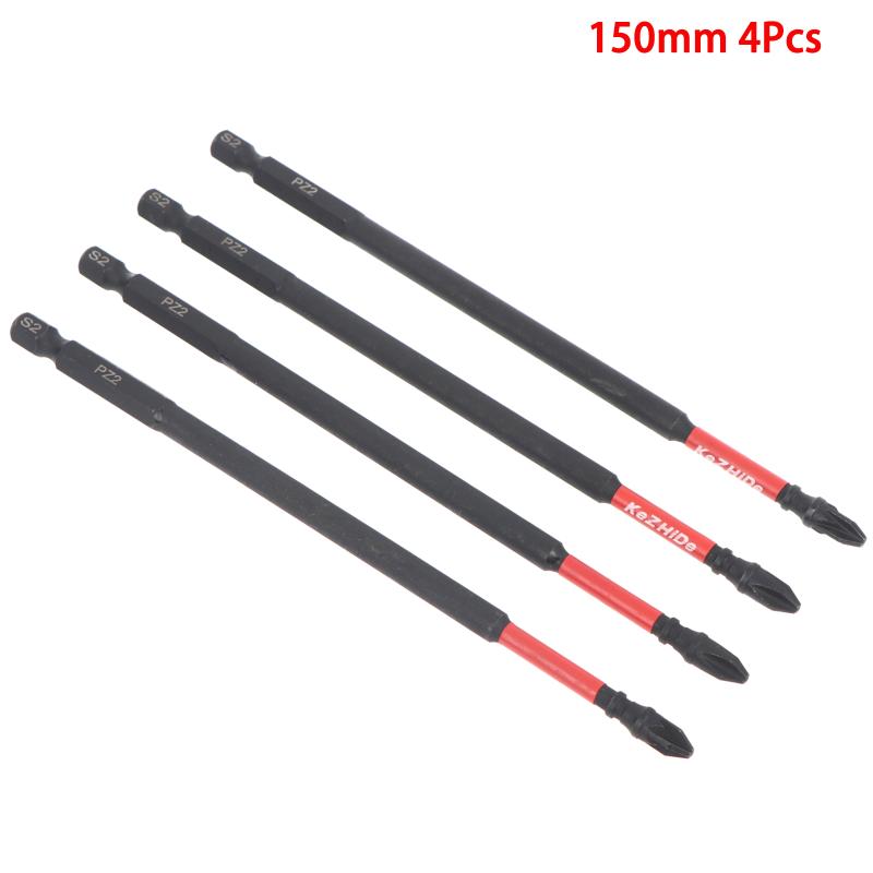 2/4Pcs 6Inches Pozidriv #2 Pz2 Impact Tough Screwdriver Power Bit Set, S2 Alloy Steel Screwdriver Bits Set