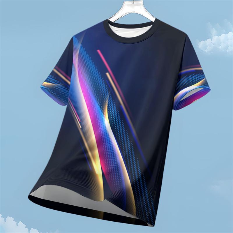 Simple, Fashionable, Colorful Pattern Sports T-shirt, Summer Casual Running 3D Printed Top, Casual Loose and Breathable Short Sleeved Clothing