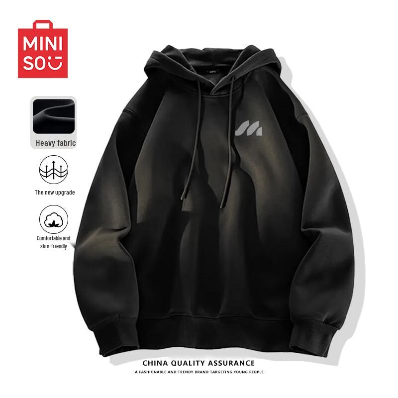 

MINISO Men s Heavyweight Relaxed Fit Letter Graphic Hoodie M