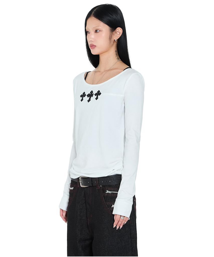 AAKAM Triple Akm Cros2 Long Sleeve (White)