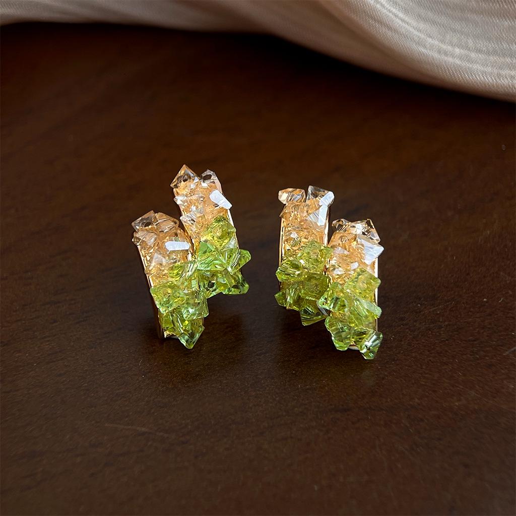 

925 Silver Glass Crystal Earrings: Elegant, High-End, Unique, Versatile, Cross-Border Women s Accessories