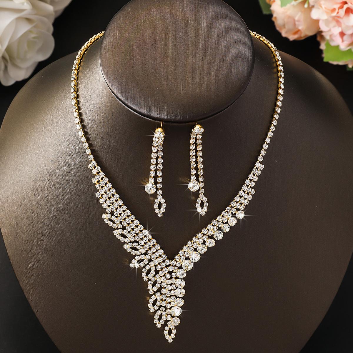 

Набор из 3 предметов: женское модное дизайнерское ожерелье с листьями, серьги и цирконовый набор, подходит для свадеб, вечеринок и фестивальных подарков