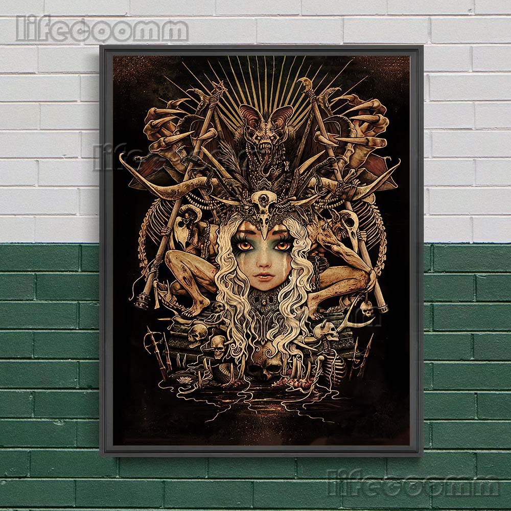 Medusa And Shaman Witches Retro Wall Art Canvas Painting Evil Devil Witchcraft Art Poster And Prints Home Decor Wicca Art Prints No Frame