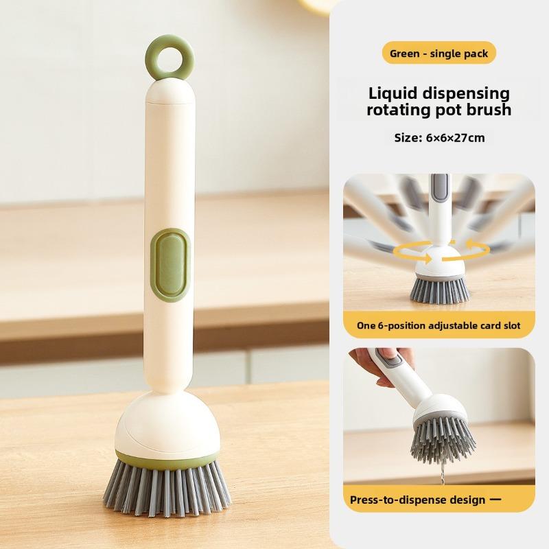 

Long-handled Liquid-filled Rotating Pot Brush, Kitchen Pot Washing Brush, Oil-free Multi-functional Cleaning Brush 1pc зелёный