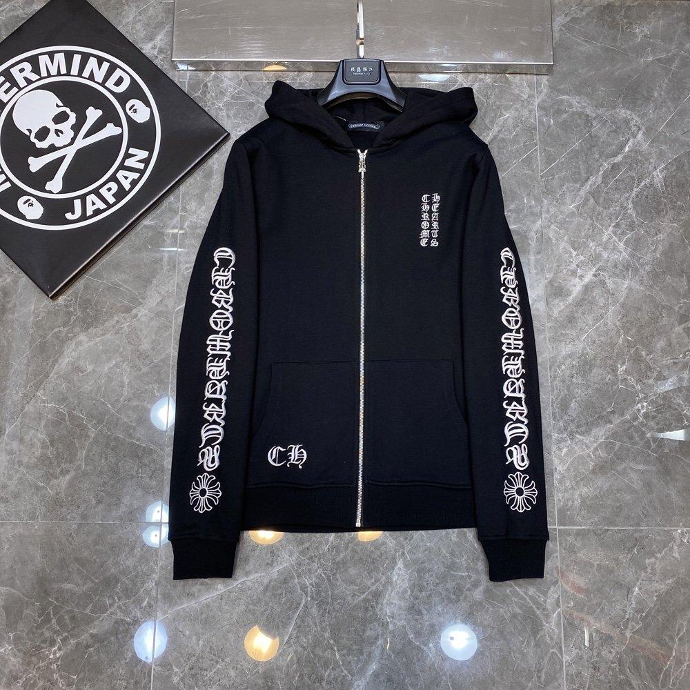 

8101 CHROME HEARTS 2025 Нова Весна та Осінь Батал Тонкий Стиль Класичний Стиль Логотип Блискавка Толстовка з Капюшоном для Пар M чорний