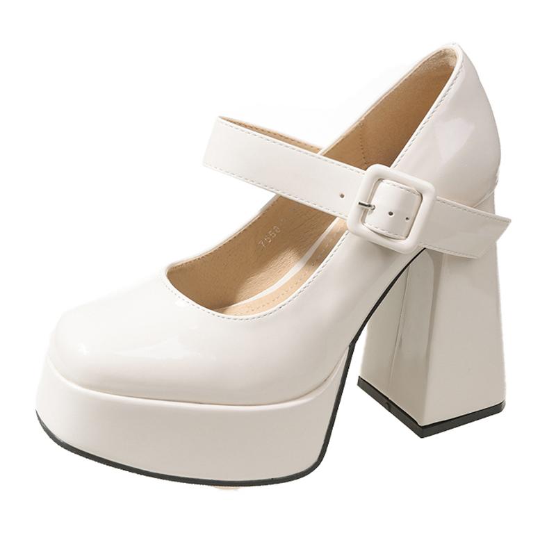 American High Heels Women's 5 New Thick Heel Design Sense Niche French Small Mary Jane Shoes Black Jk Shoes