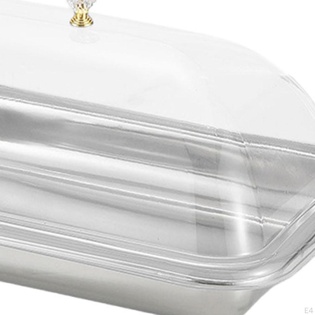 304 Stainless Steel Serving Tray with Dome Lid Food Rectangular Platter for