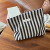 Polka Dot Striped Solid Color Denim Canvas Cosmetic Bag Female Clutch Literary Retro Large Capacity