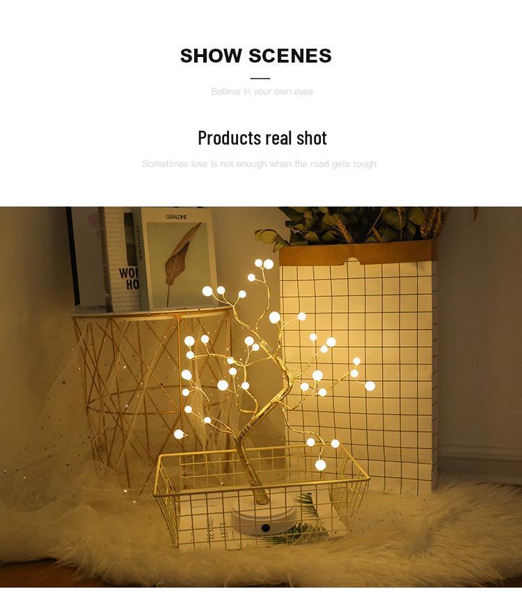 Xianci Starry Sky Table Lamp: Creative LED Pearl Golden Leaf Light for Bedroom Decor