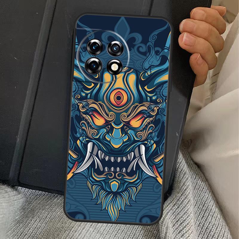 Samurai Oni Mask Case For OnePlus 11 10 9 8 Ace Pro 11R 9RT 10T 8T OnePlus Nord N20 N10 2T CE 2 Lite Cover