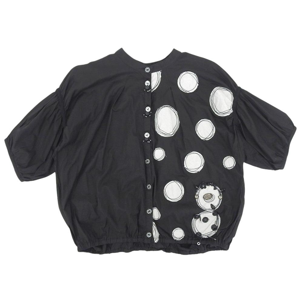 OLLEBOREBLA Pig Polka Dot Blouse Tops Women's Black tops ― blackUsed