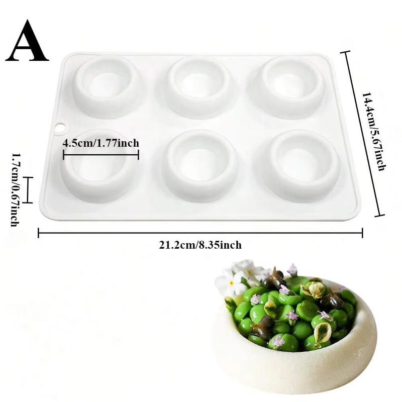 Mousse Cake Mold Food Grade BPA Free Heat-Resistant Dishwasher 6-Cavity DIY Fondant Chocolate Mold for Baking and Dessert Making