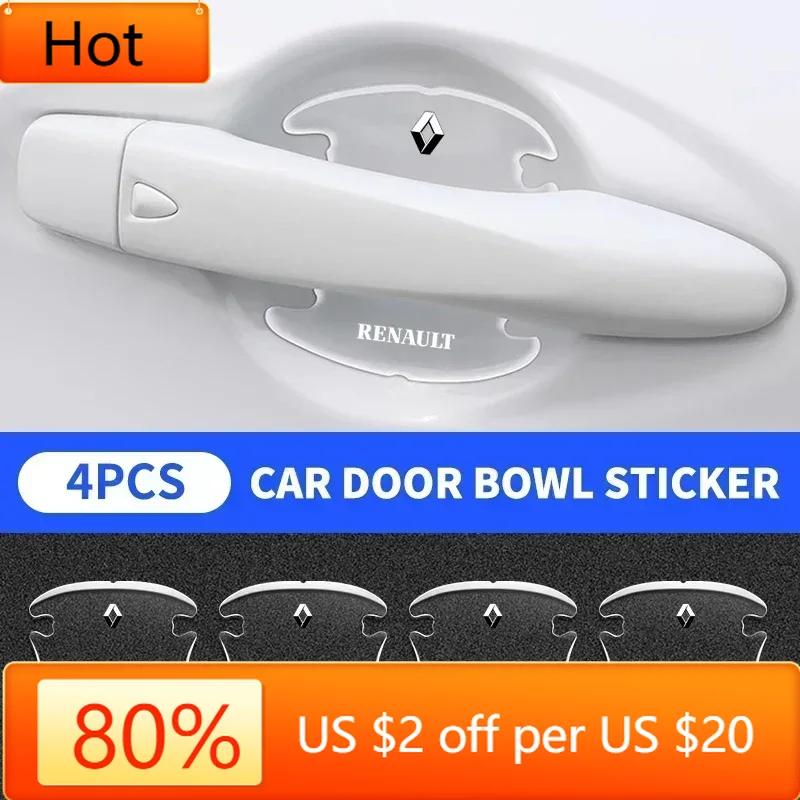 Naklejki wewnętrzne 4 szt. Przezroczysta naklejka na miseczkę klamki drzwi samochodu Dla Renault Captur Megane Clio Arkana Line Koleos Kwid Duster Ka