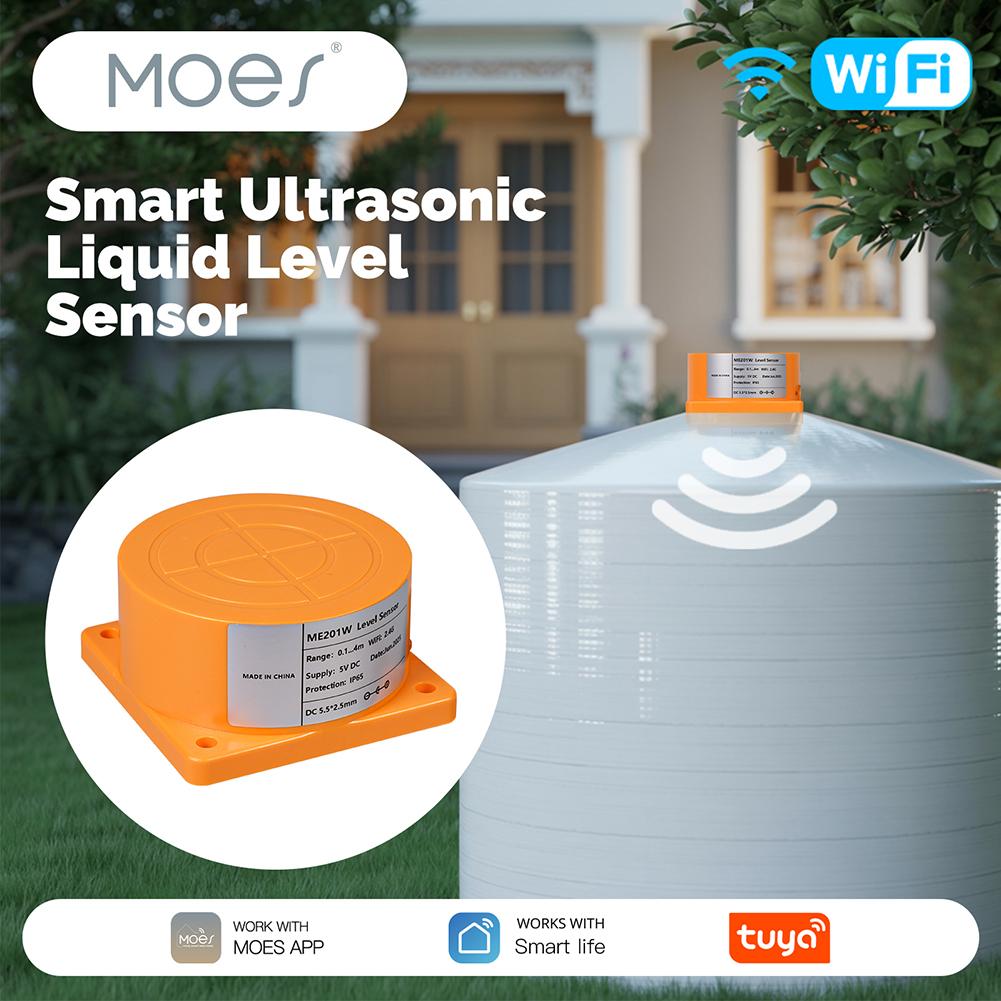 WiFi/ZigBee Ultrasonic Liquid Level Water Tank Monitor Sensor APP Smart Tank Monitor IP65 Waterproof for Smart Home