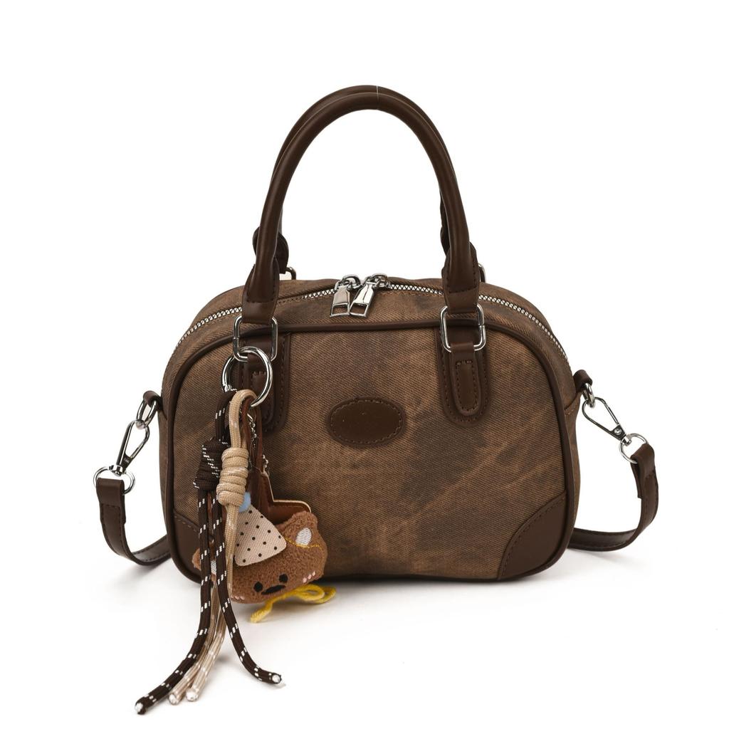 High-end Niche Bag, Retro and Versatile Crossbody Bag, Color-blocking Hand-held Bowling Bag