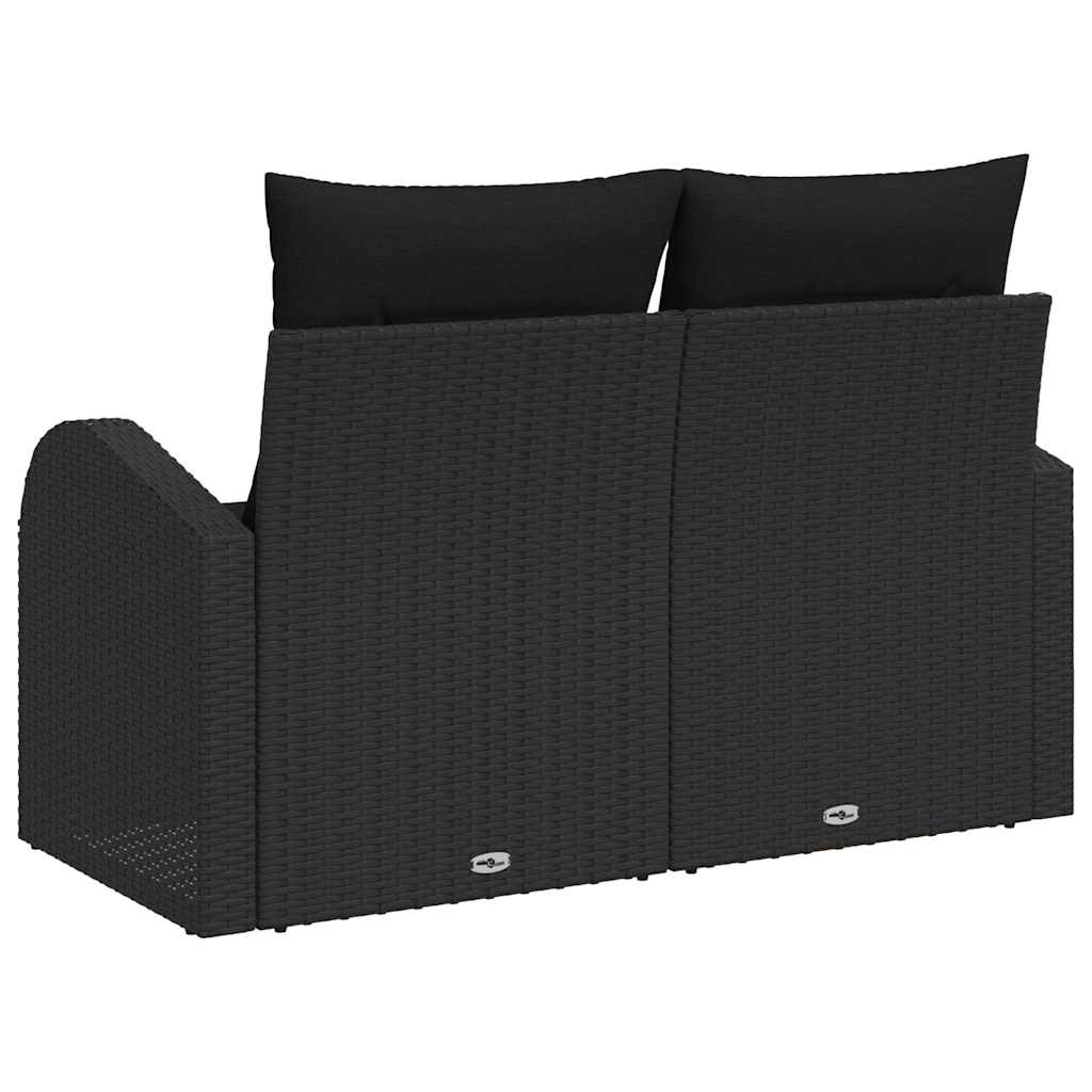 Garden Sofa with Cushions Black 124 X 62 X 69 Cm Poly Rattan