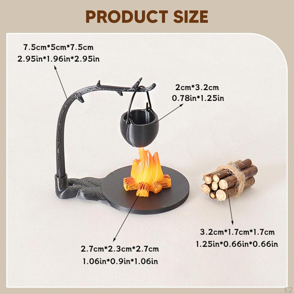 5 1/12 Scale Dollhouse Mini Wooden Campfires with Stump for Sand Table