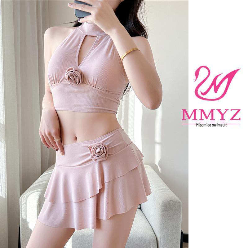 

Женский купальник-тройка черного, золотого и розового цвета: Сексуальное бикини с низкой посадкой S (80-95 kg) розовый