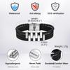 Mens Leather Bracelets,Stylish Stainless Steel 3 Layer Black Bracelets,New Fashion Jewelry Gift for Father Dad Husband BFF Son