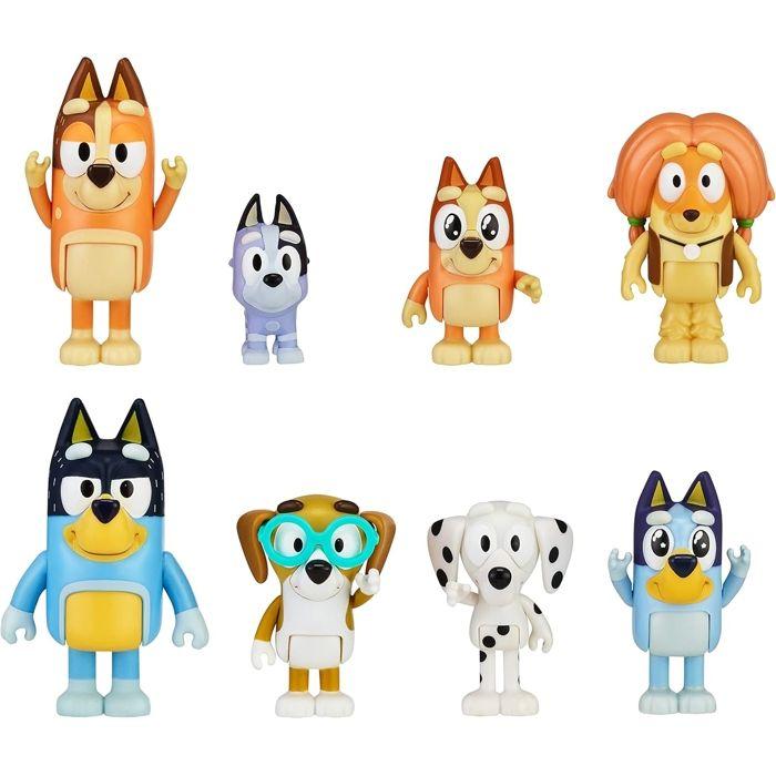 Jouet - BLUEY - Coffret de 8A Figurines Articulées - Famille et Amis - Bouvier Australien Bleu